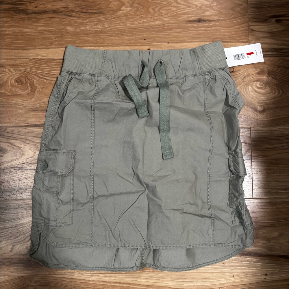 Calvin Klein Cargo Drawstring Skirt- Olive Green